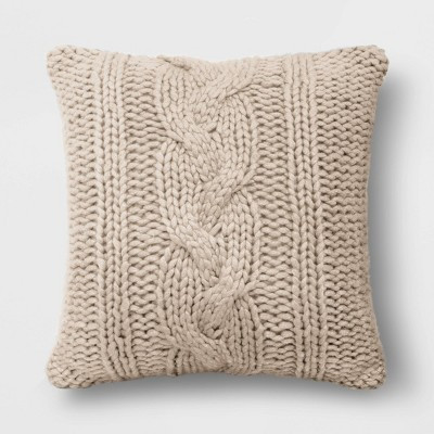 24"x24" Holiday Oversized Chunky Cable Knit Square Throw Pillow - Threshold™ | Target
