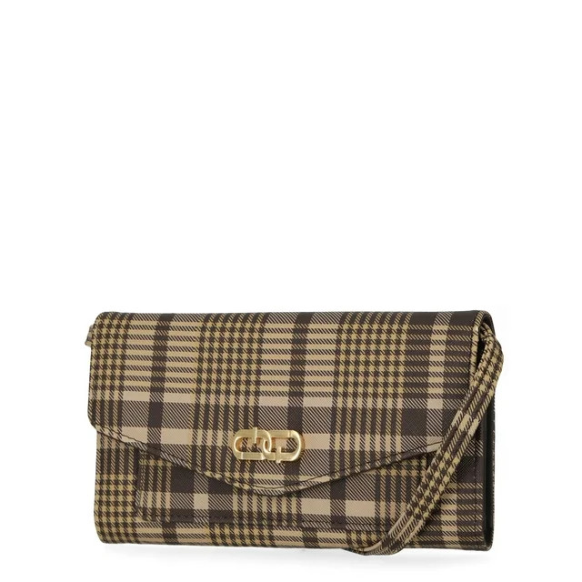 Time and Tru Women's Penelope Crossbody Vinyl Plaid Print | Walmart (US)