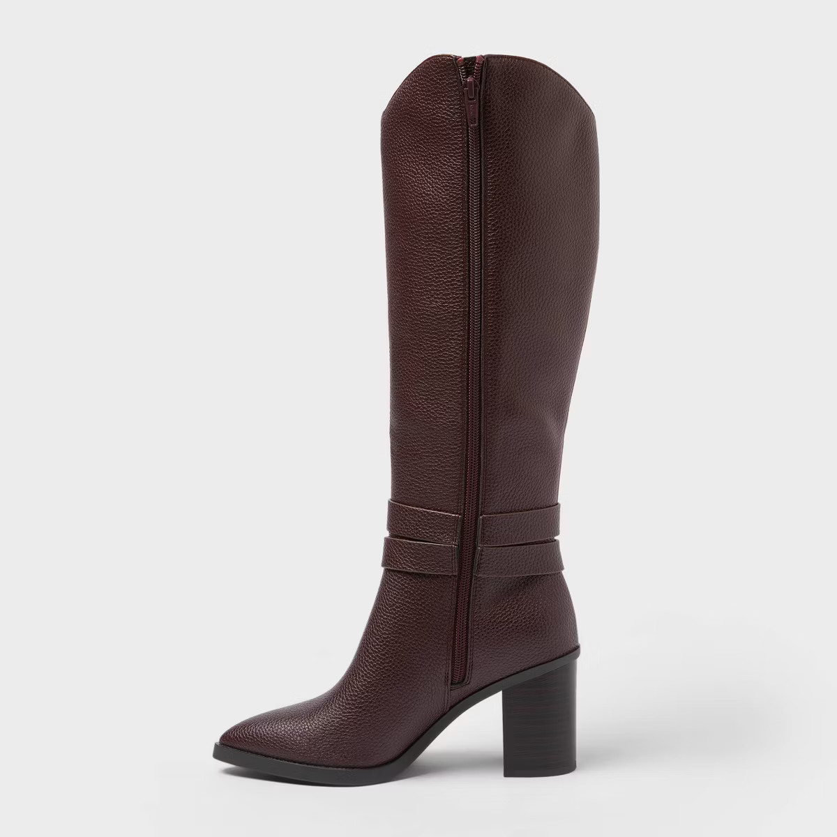 Women’s Rhonda Under Knee Heeled Boots with Memory Foam Insole - A New Day™ Burgundy | Target