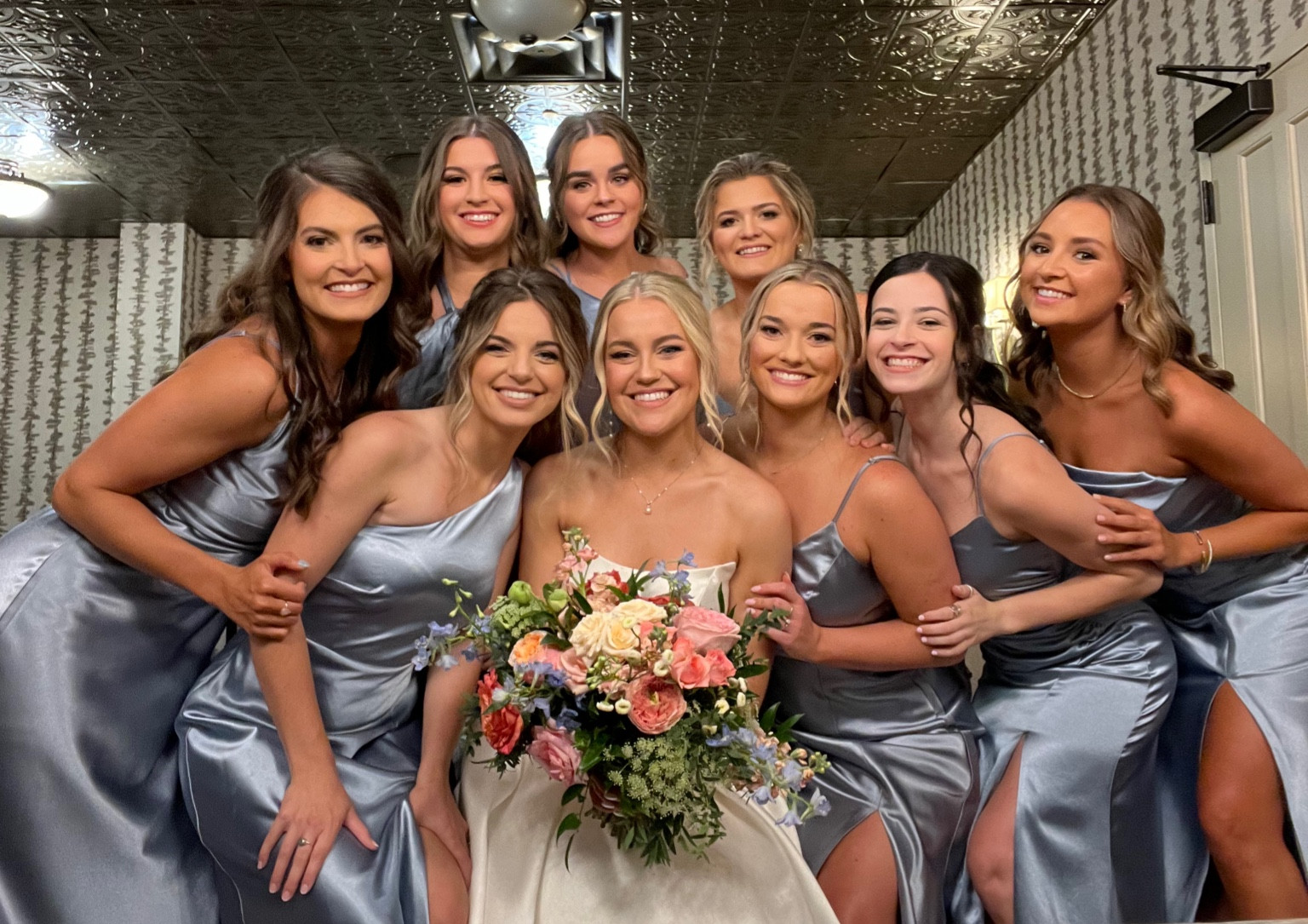 One last group pic before we got our girl married 🥹🥹 Birdy grey bridesmaid dresses in satin!

#LTKSaleAlert #LTKWedding #LTKFindsUnder100
