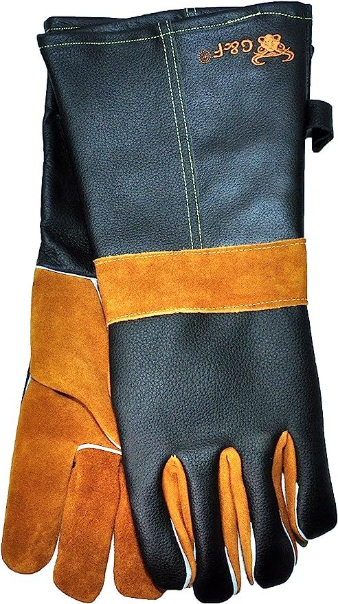 14.5" Long Premium Leather Gloves, BBQ gloves, Grill and Fireplace Gloves, Cotton lining with Kev... | Amazon (US)