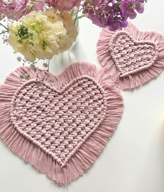 Heart Shape Macrame Placemat & Coaster | Etsy | Etsy (US)
