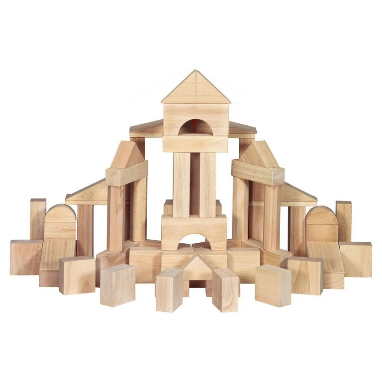 Melissa & Doug Standard Unit Solid-Wood Building Blocks With Wooden Storage Tray (60 pcs) | Walmart (US)