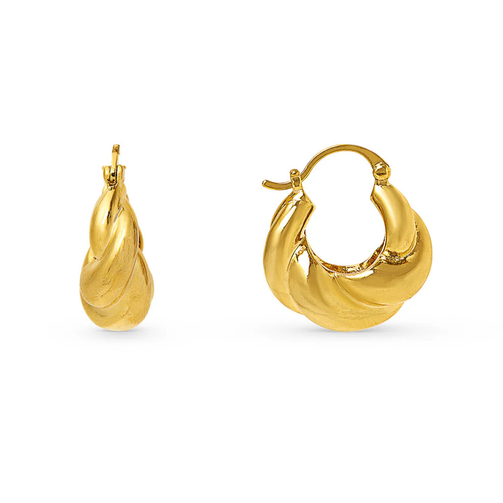 Voluminous Twist Small Hoop Earrings | Orelia