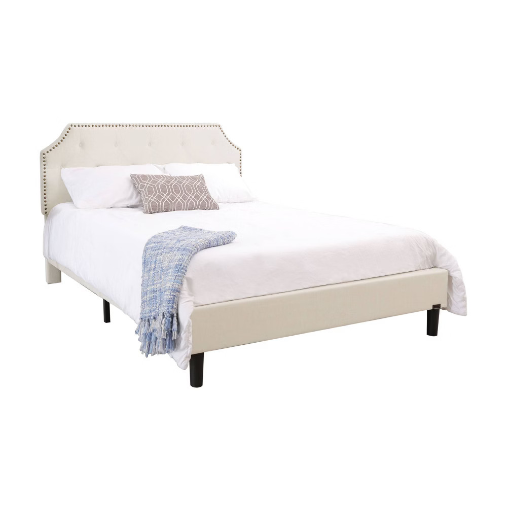 Eloise Tufted Upholstered Platform Bed Full Ivory - Abbyson Living | Target