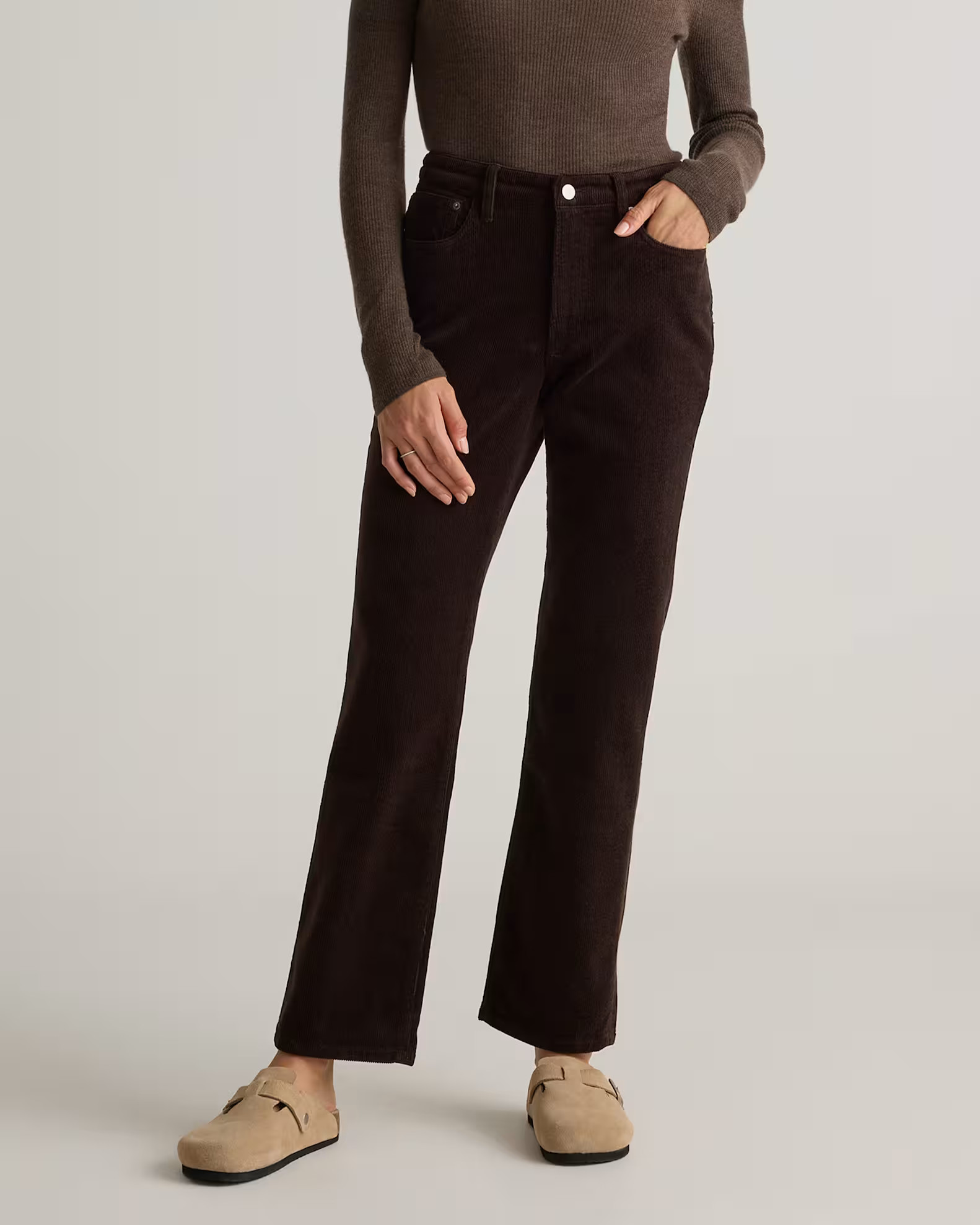 Organic Stretch Corduroy Straight Leg Pants in Espresso | Quince
