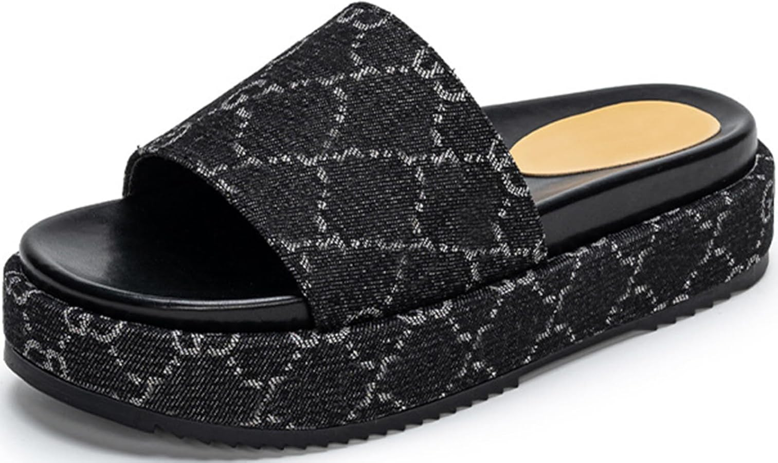 Women's Platform Sandals Fashion Open Toe Slides Comfortable Summer Beach Sandals 36 Black | Amazon (US)