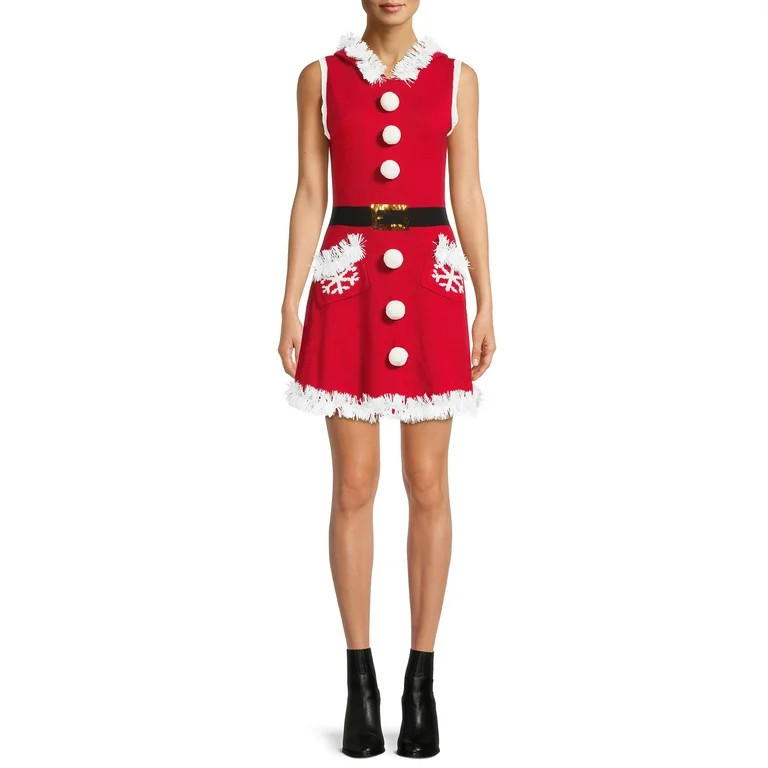 No Boundaries Junior's Christmas Sweater Dress | Walmart (US)