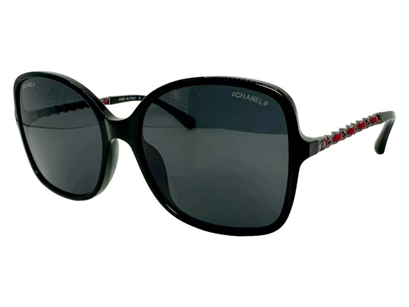 Chanel Black and Oversize Square Frame / Smoke Lenses Sunglasses | JTV Jewelry