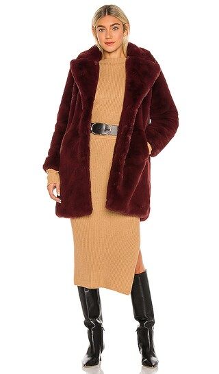 Apparis Sasha Faux Fur Jacket in Burgundy. - size S (also in M, XS) | Revolve Clothing (Global)
