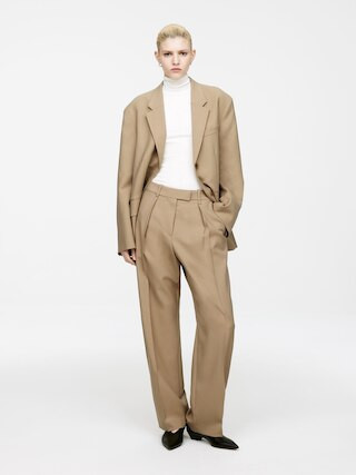 High-Waist Tailored Trousers – Beige – Women – ARKET GB | Arket UK