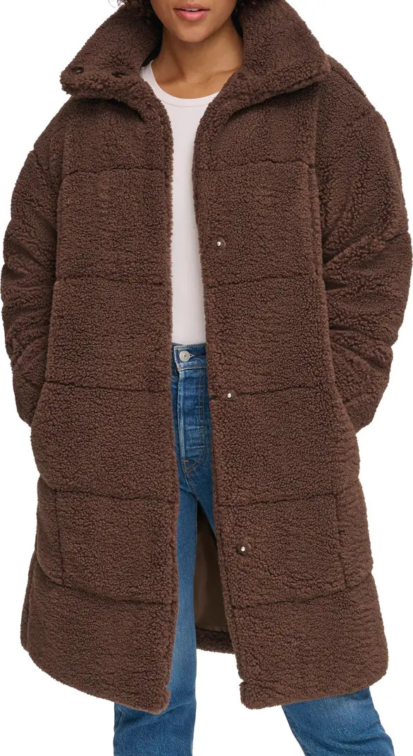 Quilted Fleece Long Teddy Coat | Nordstrom