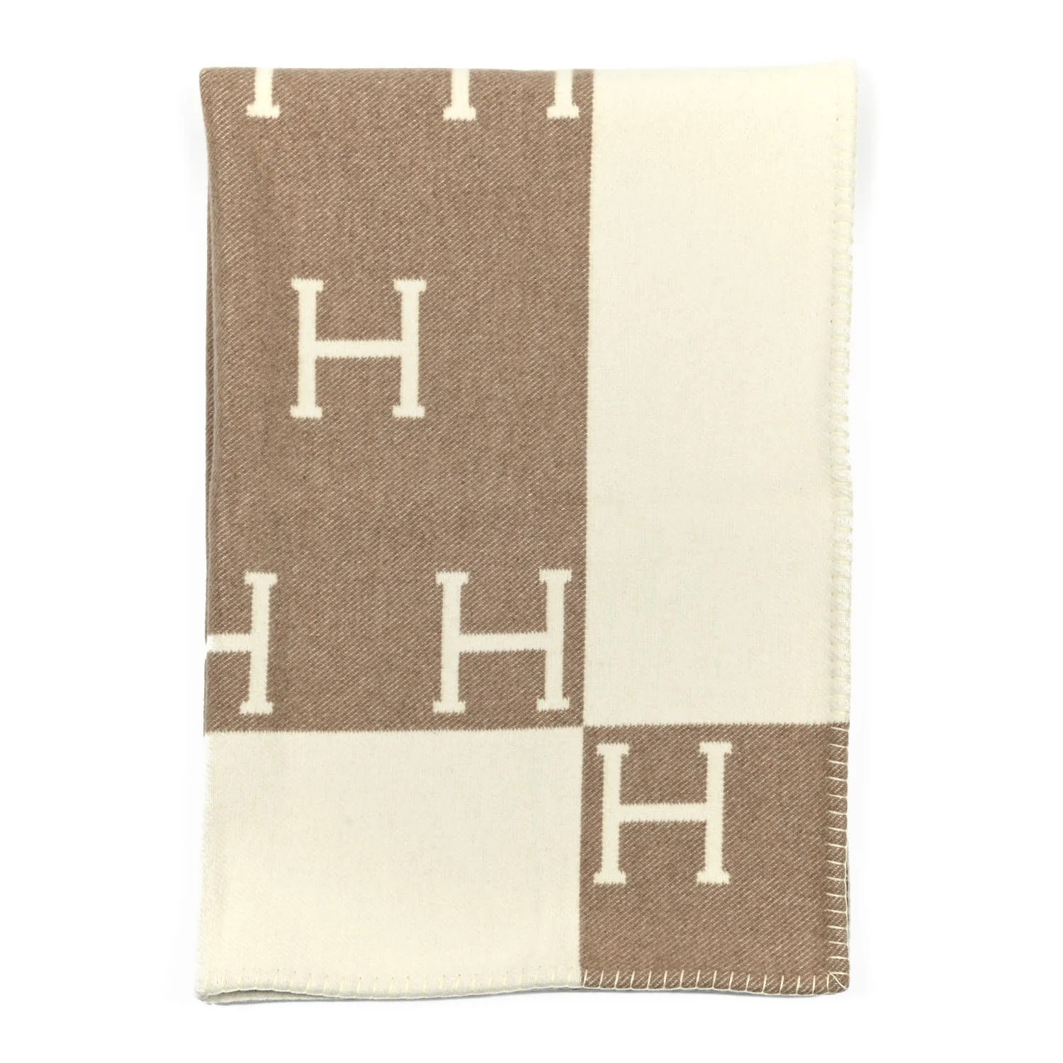 HERMES Wool Cashmere Avalon Baby Blanket Noisette Moyen White | FASHIONPHILE (US)