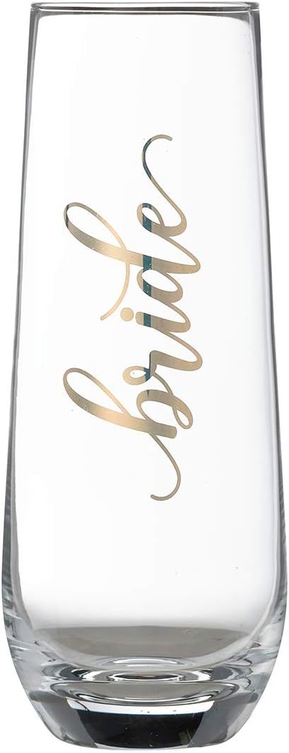 Lillian Rose Gold Bride Stemless Champagne Glass, Height 5.75 inches | Amazon (US)