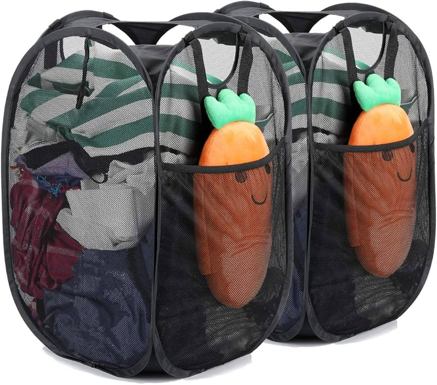 2 Pcs Strong Mesh Pop-up Laundry Hamper, Quality Pop Up Hampers for Laundry with Durable Handles ... | Amazon (US)