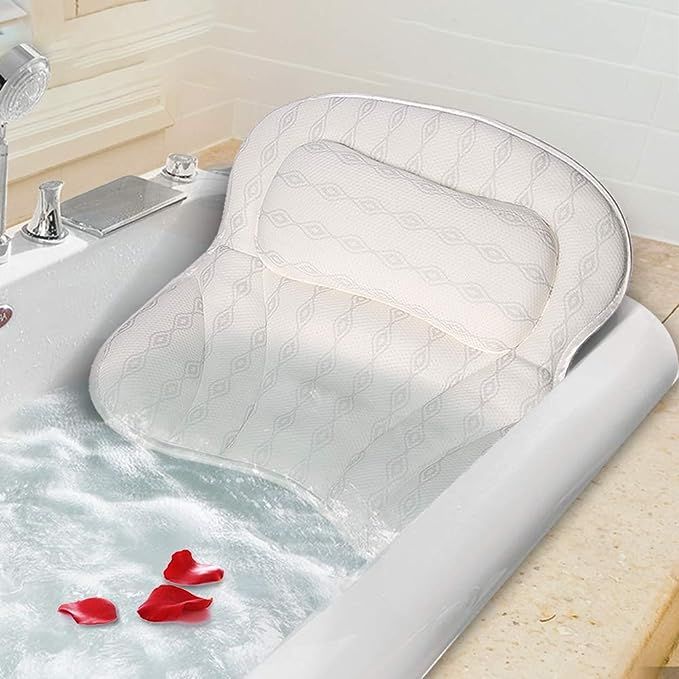 Mr. Bathif Bath Pillow Thicken Bathtub Pillow for Tub, 6 Powerful Suction Cups and 3D Air Mesh Br... | Amazon (US)