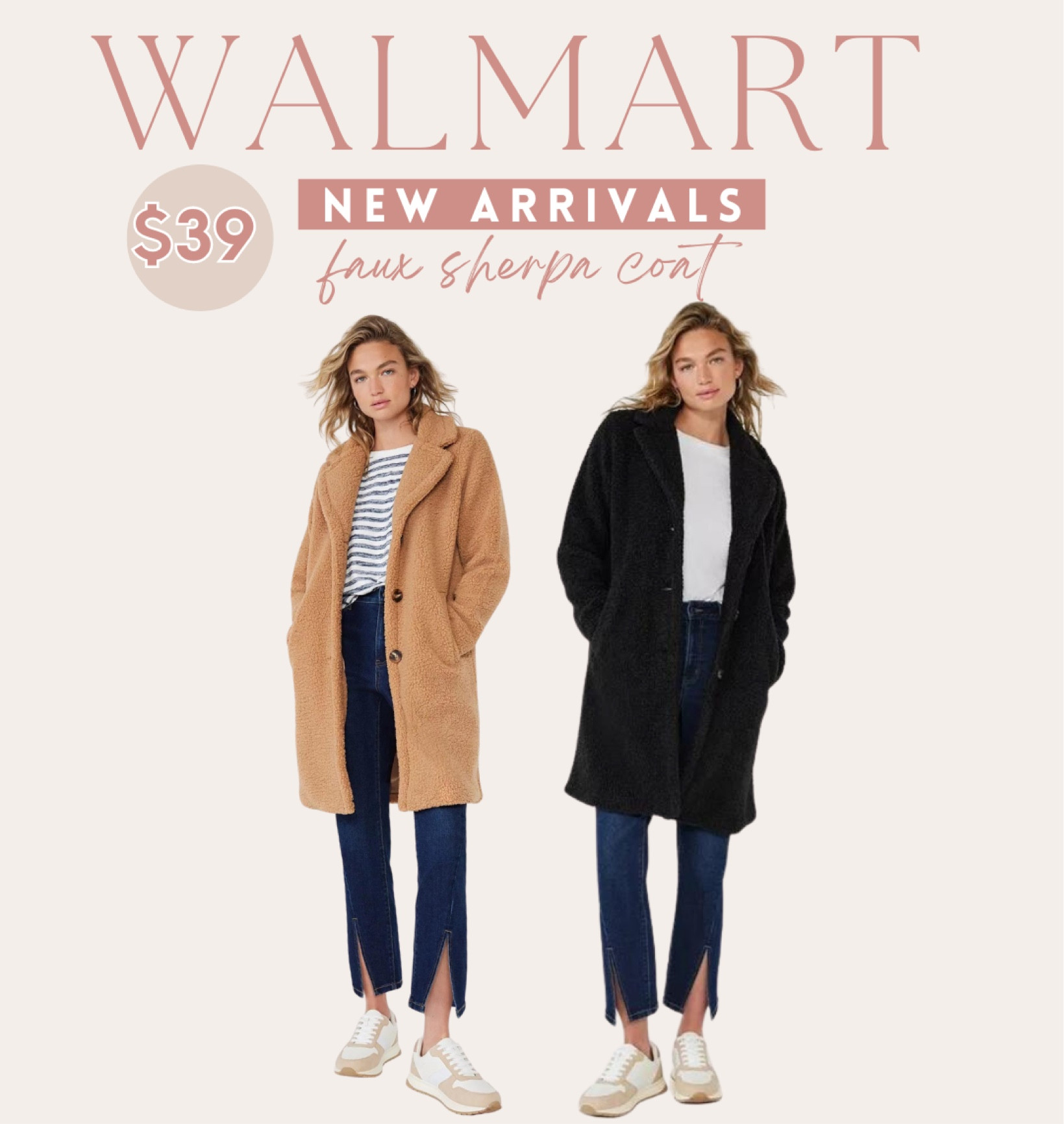 Time and Tru Women's Notch Collar Faux Sherpa Coat, Sizes XS-3X

#LTKmidsize #LTKSeasonal #LTKfindsunder50