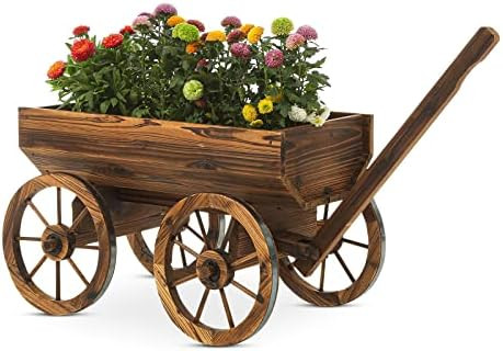 Notume Garden Wooden Decor Rustic Flower Pot,Planters Wagon Indoor Outdoor Backyard Balcony Decor... | Amazon (US)