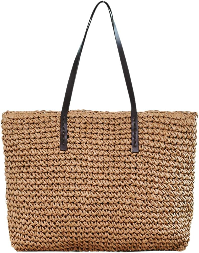 Ayliss Women Straw Woven Tote Large Beach Handmade Weaving Shoulder Bag Purse Straw Handbag | Amazon (US)
