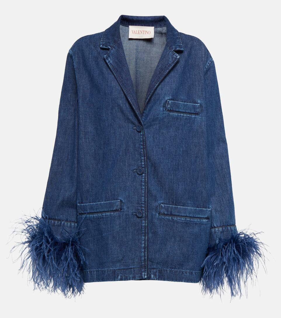 Feather-trimmed denim jacket | Mytheresa (US/CA)