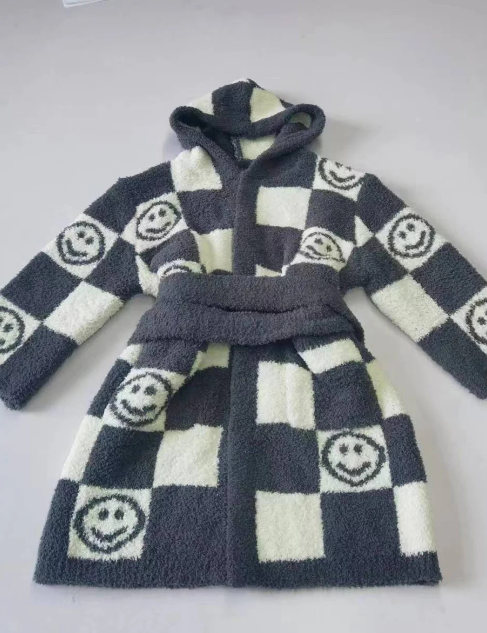 TSC x Tia Booth: Checkered Smiley Children's Robe | The Styled Collection