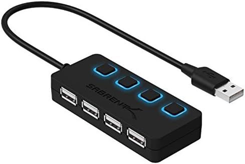 Sabrent 4-Port USB 2.0 Hub with Individual LED lit Power Switches (HB-UMLS) | Amazon (US)