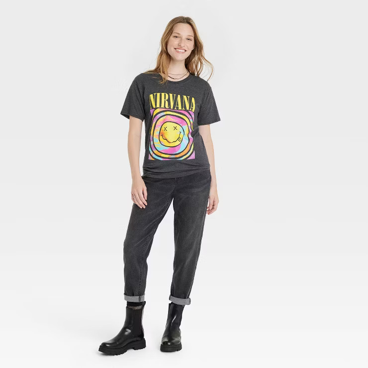 Women's Nirvana Short Sleeve Graphic T-Shirt - Black | Target