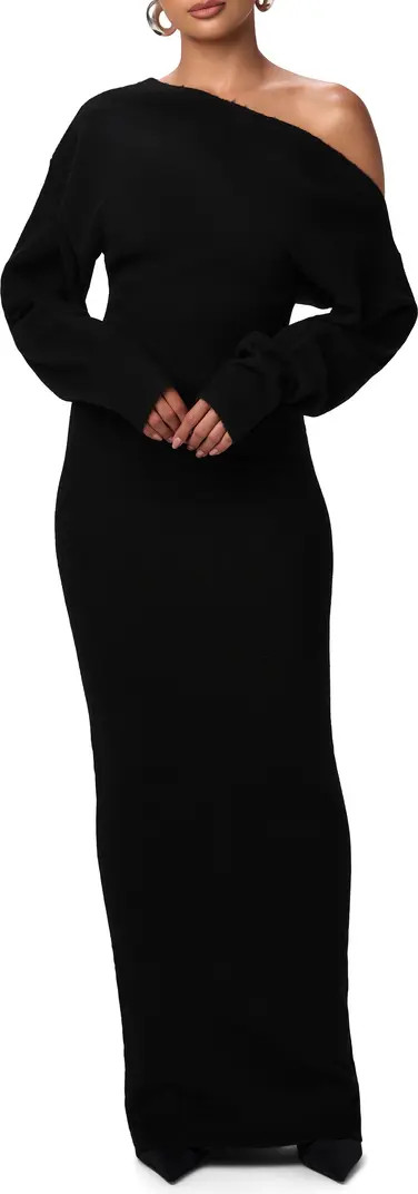Naked Wardrobe One-Shoulder Long Sleeve Maxi Sweater Dress | Nordstrom | Nordstrom