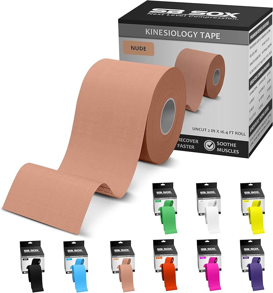 SB SOX Original Cotton Kinesiology Tape Roll – Best Latex Free Athletic Tape for Muscles/Joints... | Amazon (US)