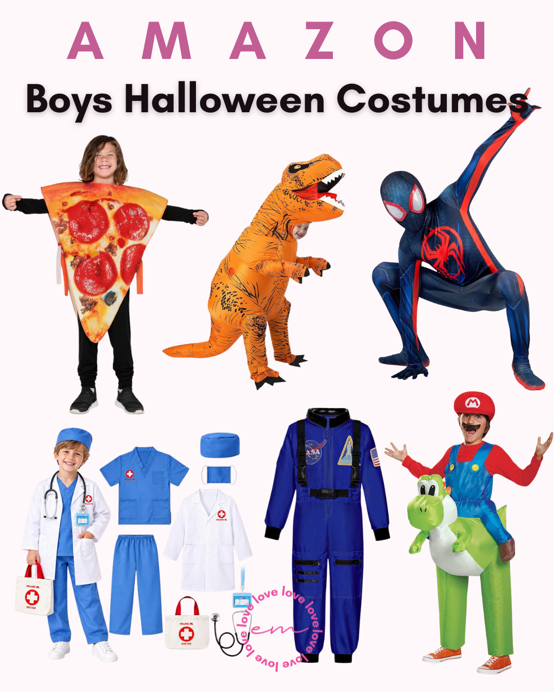 Spooky season is right around the corner, and getting trick-or-treat outfits sorted early is always a total mom win! 🎃👻 If you are hunting for fun, easy, and comfortable boys' Halloween costumes this year, Amazon has some of the absolute coolest options ready to shop. From hilarious picks like the funny pizza slice and the fan-favorite inflatable T-Rex dino to iconic action looks like the Spider-Man superhero suit, there is a playful style for every personality. If your little guy prefers cool dress-up sets, the complete doctor outfit, crisp blue NASA astronaut flight jumpsuit, and the riding Yoshi Mario costume are guaranteed to make Halloween night extra special. 

#AmazonHalloween #BoysHalloweenCostumes #AmazonKids #TrickOrTreatOutfits #SpookySeason #LTKkids #AmazonFinds #HalloweenCostumes #KidCostumes #LTKfamily 

 #LTKootd #LTKSeasonal #LTKKids