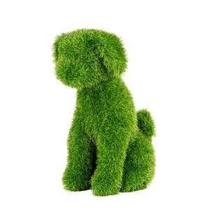19 in. Green Artificial Turf Topiary Sitting Dog | The Home Depot
