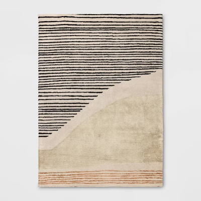 5'x7' Color Blocked Linear Area Rug Tan/Black - Threshold™ | Target