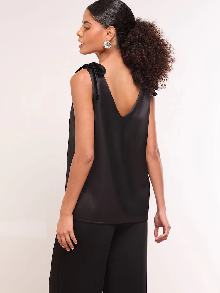 Lipsy Black Velvet Bow Satin Vest | Next EU