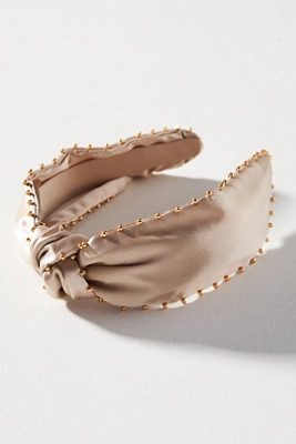 Everly Satin Studded Knot Headband | Anthropologie (US)