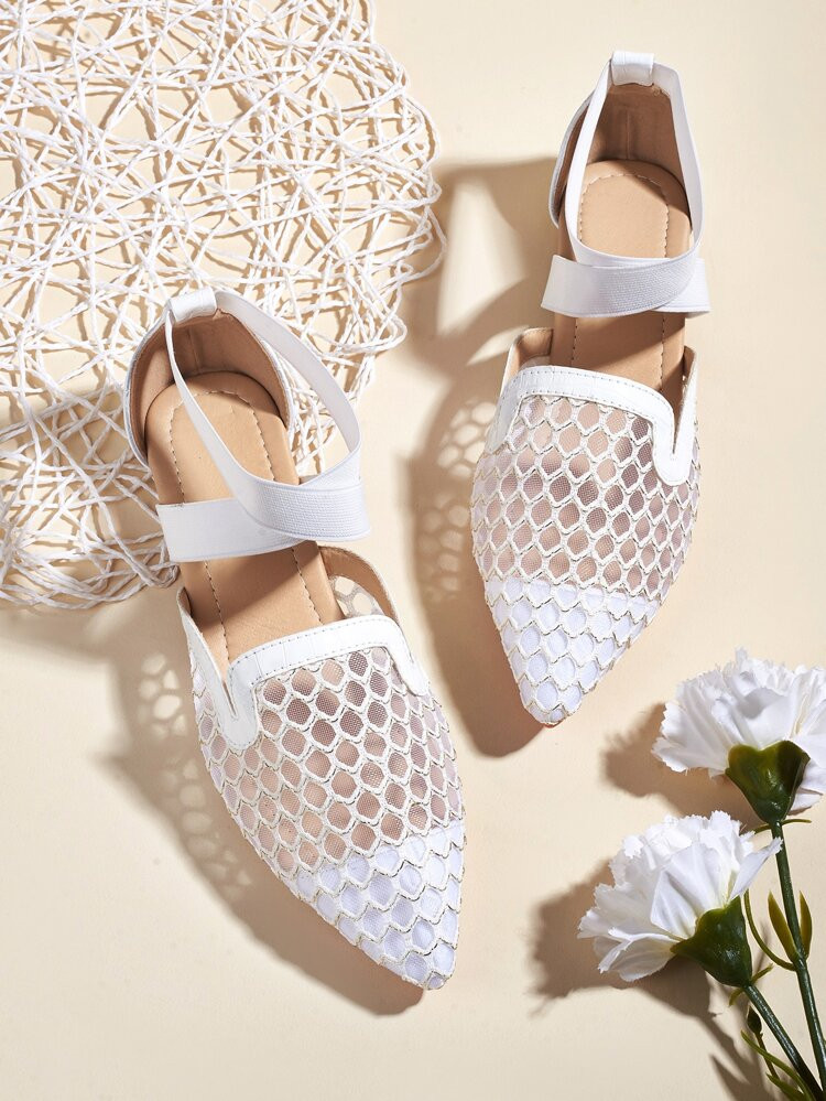 Fishnet Detail Flats | SHEIN