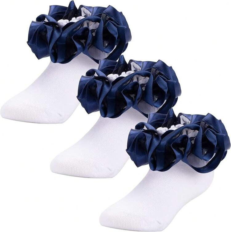 Halloween Kids Costumes Toddler Girls Double Lace Socks With Ripple Cuffs And Big Ruffle Infants And | SHEIN