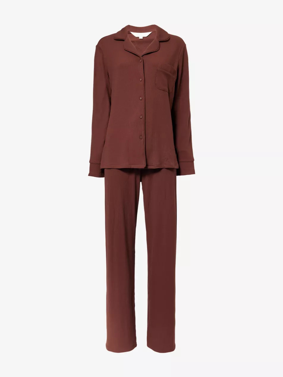 Ribbed wide-leg stretch-woven pyjama set | Selfridges