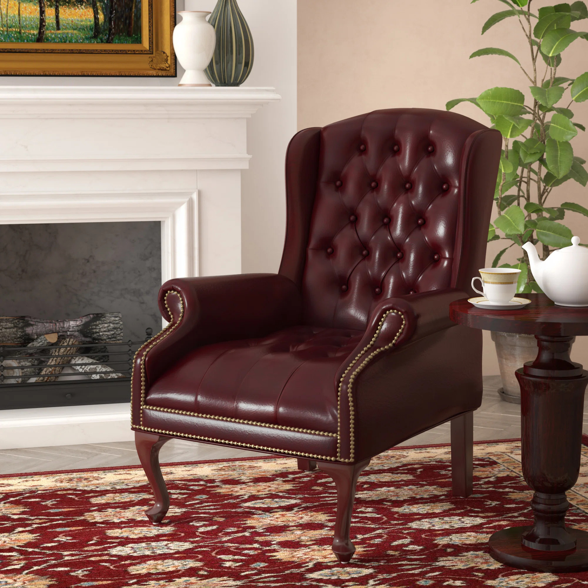 Barrymore Vinyl Seat Reception Chair with Wood Frame | Wayfair North America