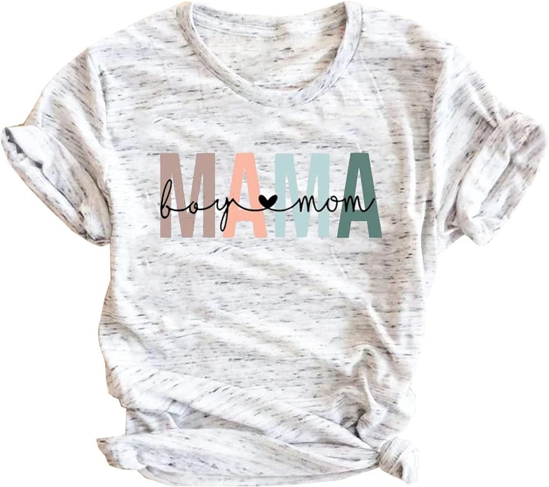 Mama Shirts for Women Mom Shirts Mother's Day Shirts Gift Casual Short Sleeve Mama Graphic Tee To... | Amazon (US)