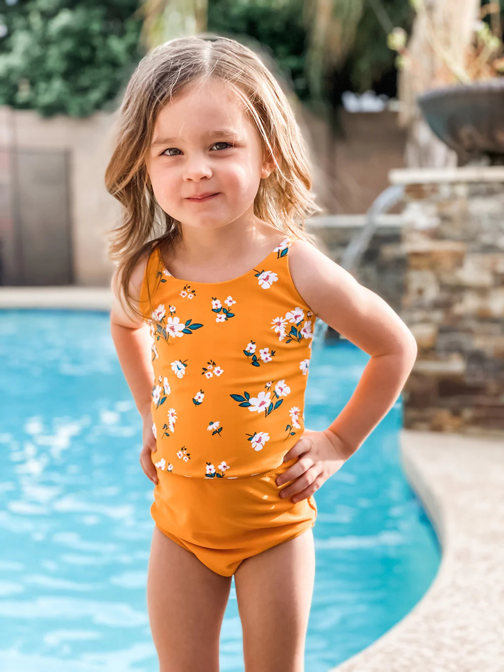 Mini Centara Reversible Top | Mango Stripe/Floral | Coral Reef Swim