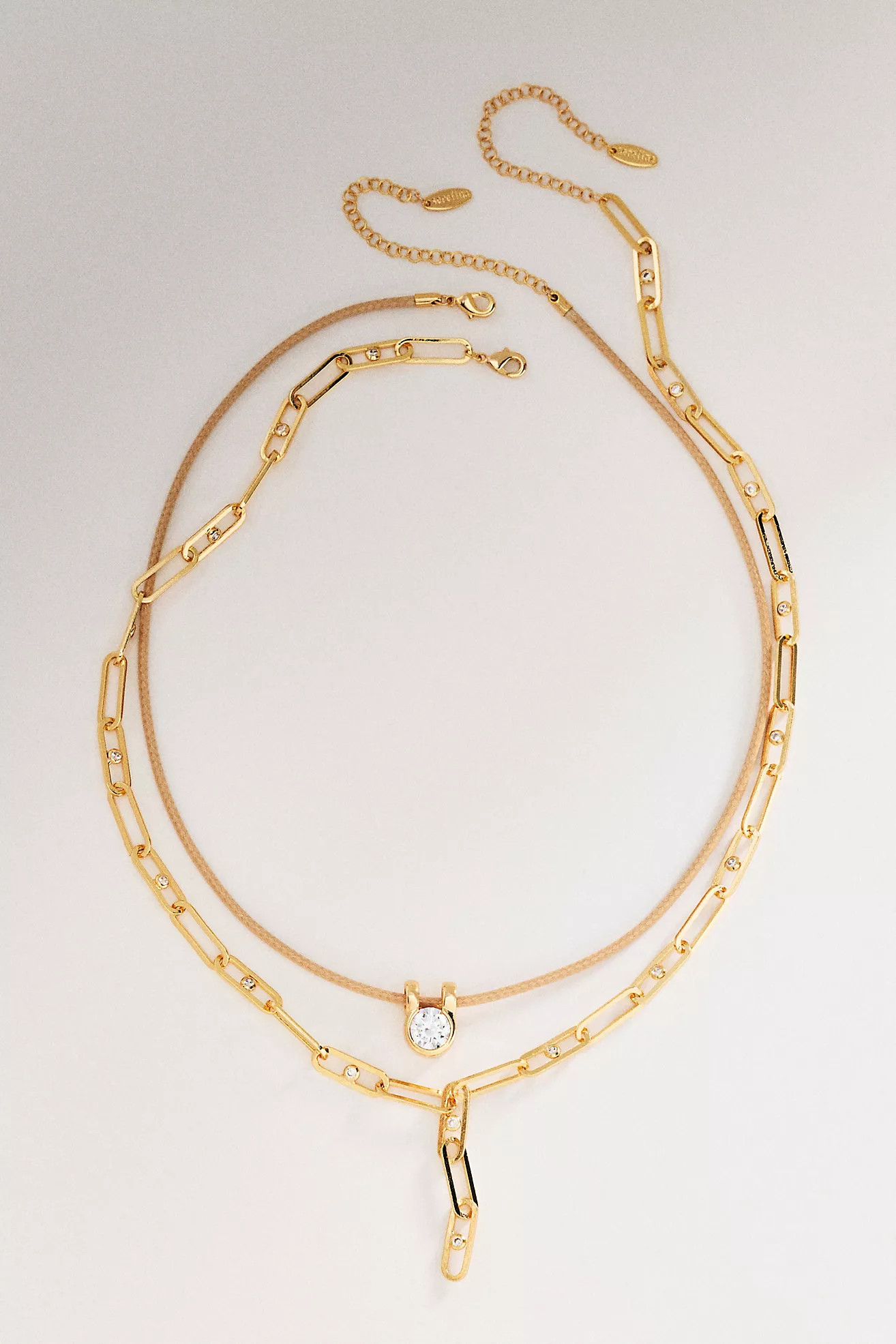 Linked Crystal Layering Necklaces, Set of 2 | Anthropologie (US)