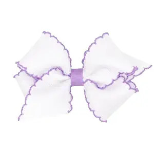 Wee Ones Girls' Classic Grosgrain Moonstitch Edge Hair Bow, No-Slip Hair Clip, Handmade, White wi... | Amazon (US)