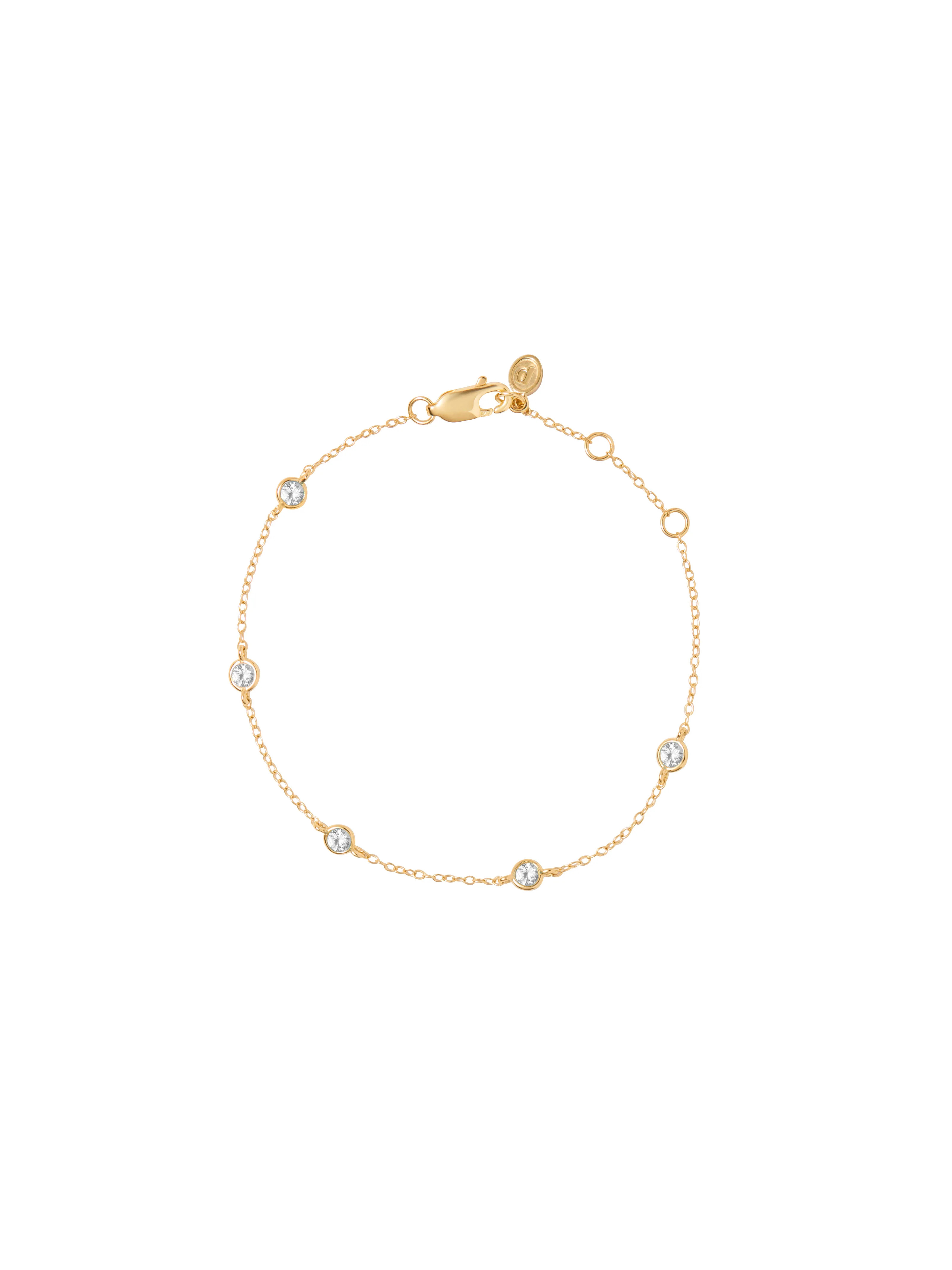 CLEMENCE, LAB WHITE SAPPHIRE 5 STONE STRAND BRACELET, GOLD | Dorsey