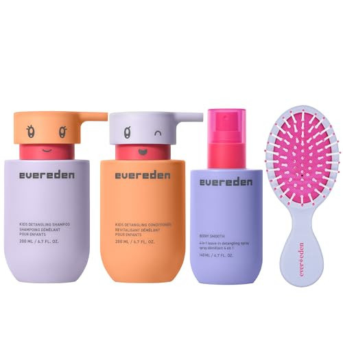 Evereden Kids Complete Haircare Set: Hair Detangling Shampoo, Conditioner & Spray for Children Ages 3+ & Pain-Free Hair Brush, Plant Protein Peptides & Argan Oil, Vegan, Free from Sulfate and Paraben | Amazon (US)