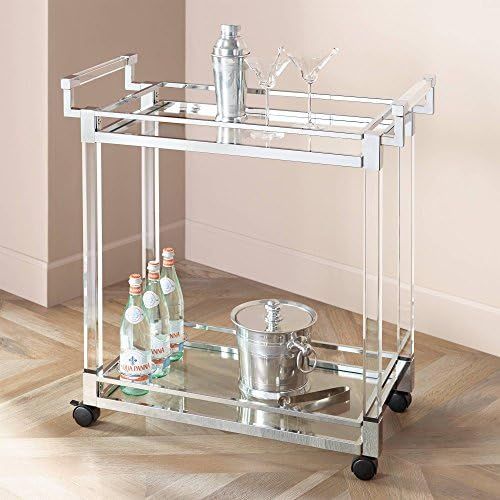 Rossi 32 3/4" Wide Clear Acrylic and Chrome Rolling Serving Bar Cart - Studio 55D | Amazon (US)