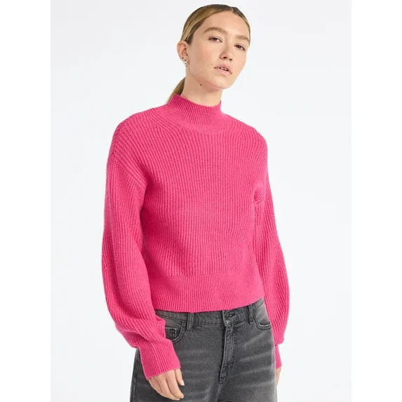 Scoop Women's Shaker Stitch Turtleneck Sweater, Lightweight, Sizes XS-XXL | Walmart (US)