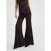 River Island Wide Flare Trousers - Dark Brown, Brown, Size 12, Women | Very (UK)