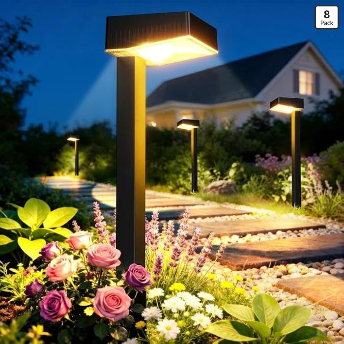 Solar Pathway Lights Outdoor, 8 Pack Garden Lights Solar Powered Path Lights with Larger LED Lens... | Amazon (US)