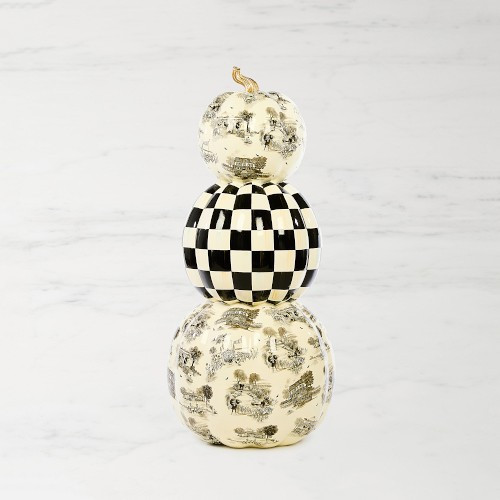 Mackenzie Childs Black Toile Pumpkin Outdoor Trophy | Williams-Sonoma
