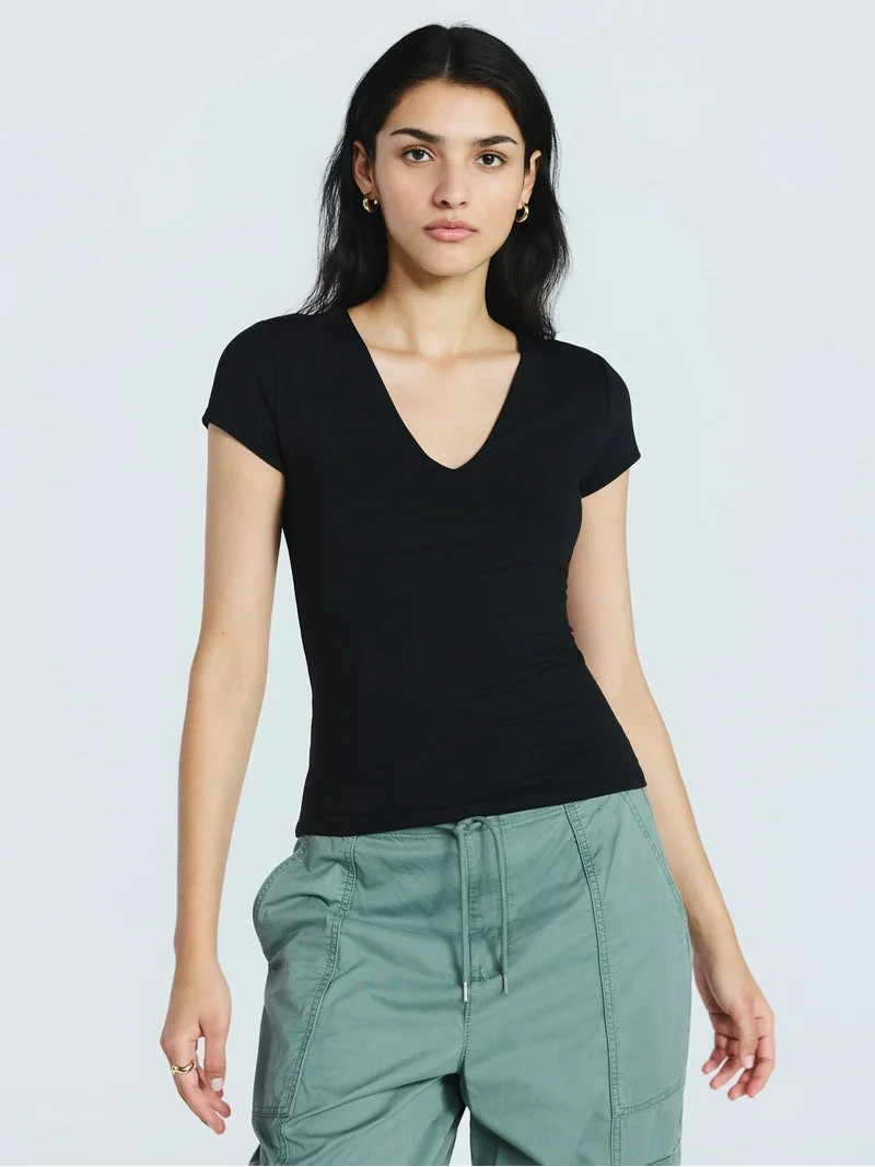 Scoop Women's and Women’s Plus Ultimate Refined Contour V Neck Tee, Sizes XS-4X | Walmart (US)